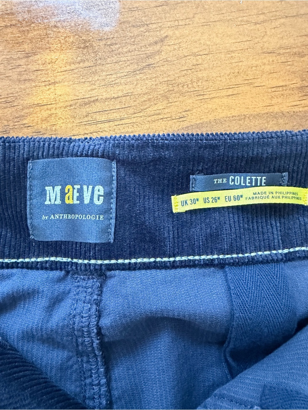 NWT Anthropologie Maeve Colette  
Crop Pant Navy Corduroy Wide Leg Plus Size 26W - Picture 7 of 10